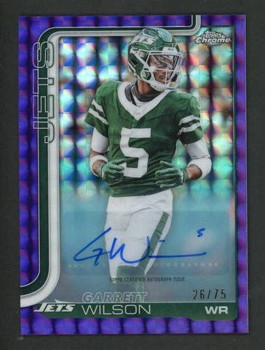 2025 Topps Chrome Garrett Wilson Auto Purple Geometric Refractor #/75 Jets