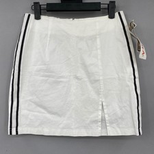 Vintage 90s CR Stretch White Tennis Skirt Stripe Mini Sporty Gym Size Large