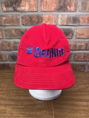 Vintage Corduroy Chevron Oronite Lubricant Fuel Leather Strapback Buckle Hat