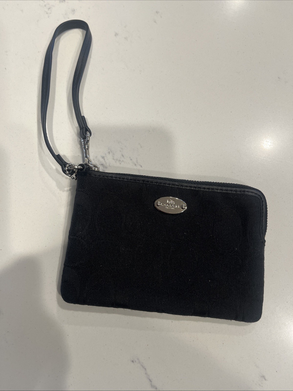 Coach Signature Canvas Corner Zip Wristlet