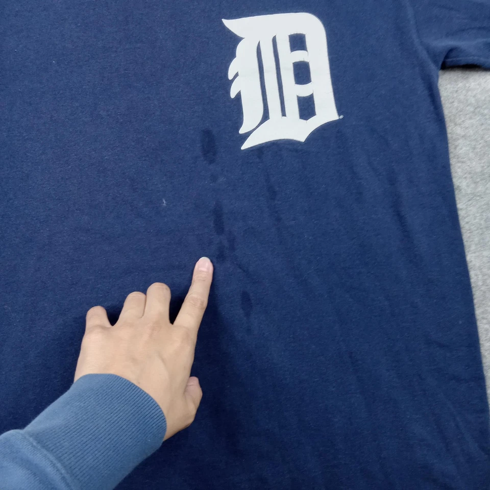Detroit Tigers Shirt Mens XL Navy MLB Baseball Rodriguez 7 Majestic Cotton Tee - Image 3 of 4