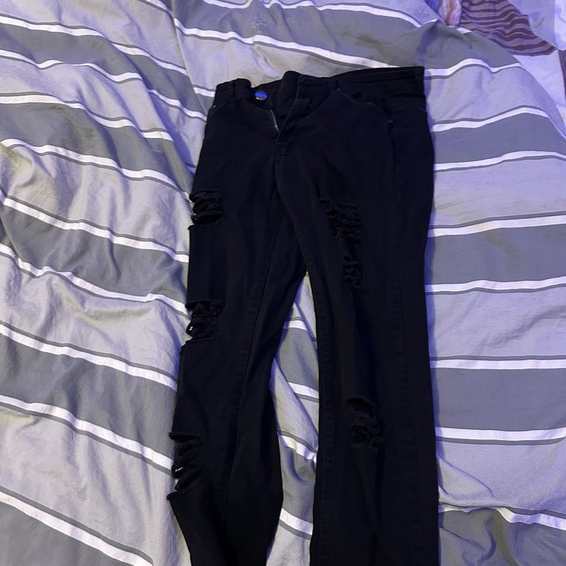 Longbida NWT Black Moto Skinny Distressed Ripped Jeans Size 30/30