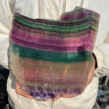 2.4lb Natural Colourful Fluorite Crystal Rough Slices Stone Specimens Healing