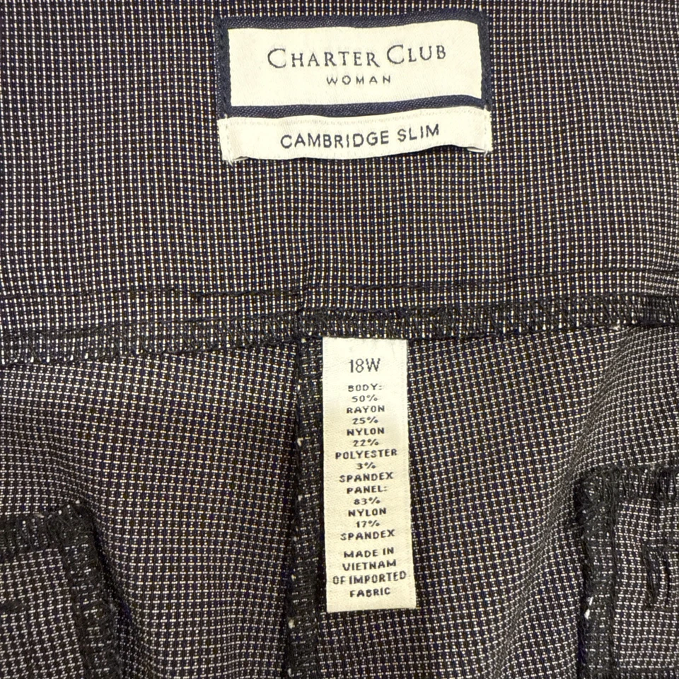 Charter Club Pant Shop Woman Cambridge Slim Black & White Pull On No Pockets 18W - Image 4 of 4