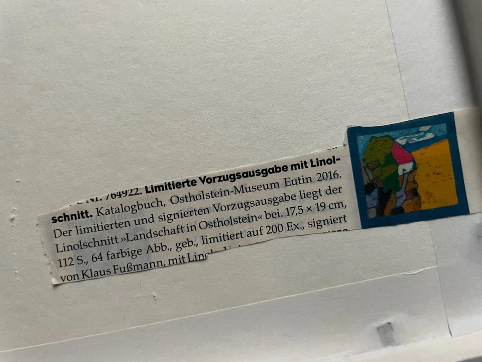 Klaus Fußmann, Linolschnitt-Landschaft in Ostholstein-, gerahmt - Bild 2 von 2