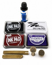 Vintage Rubber Stamp Craft Supply Lot Ink Pads StazOn Cleaner Wax Seals