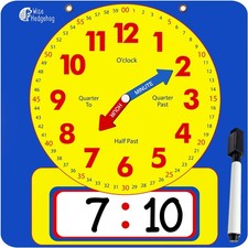 Large Dry Erase Magnetic Teaching Demonstration Clock, Telling Time Learning ...