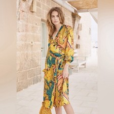 Sèzane Lauretta Robe Midi Wrap Dress Silk Blend Multicolor FR36