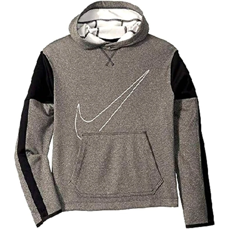 Nike Youth Girls LARGE (14/16) Therma Graphic Pullover Hoodie, Heather Grey