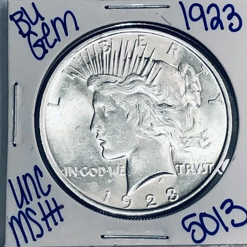 1923 BU UNCIRCULATED SILVER PEACE DOLLAR AUTHENTIC U.S. MINT FREE SHIPPING 5013