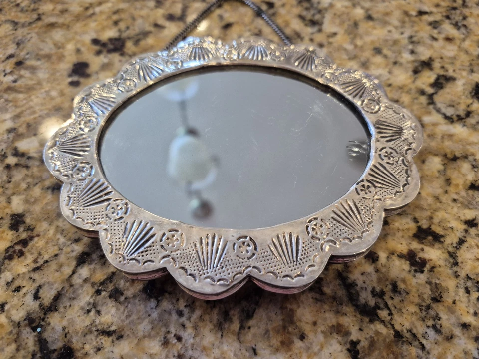 "De colección Bedo 900 moneda de boda plata espejo colgante turco floral 3x5,5"" rosas" Foto 2 de 4