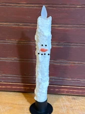 Moving Flame Snowman Taper Battery-Operated Timer Candle
