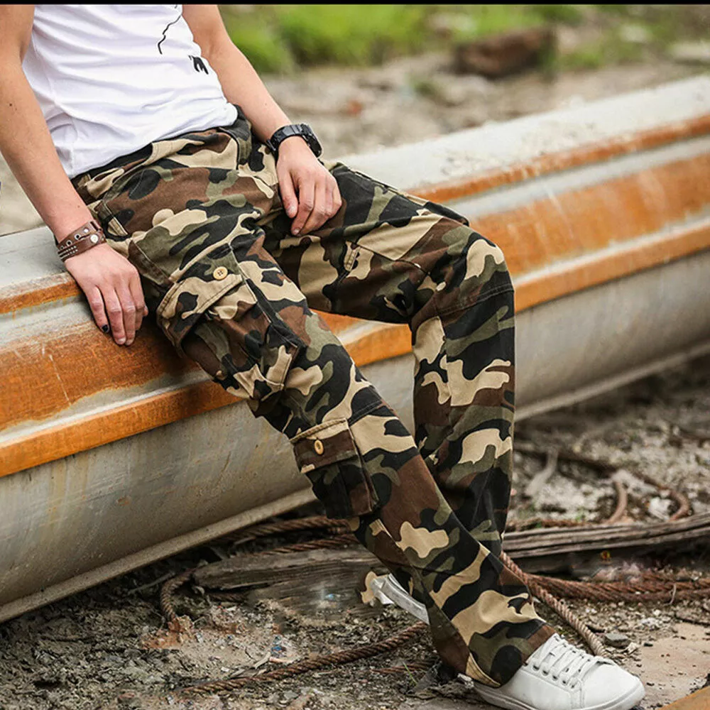 Hommes Camouflage Pantalon Militaire de Travail Poche Décontracté Armée