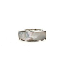 Sterling Silver Mother Of Pearl Ring Size 6.75 -3/8 x 1 1/4 Inch