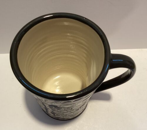 Art Pottery Becher_Stempel_Signiert ""JF""_Eulen in Eiche_Schwarz & Weiß_Whimsical_Exc - Bild 9 von 12