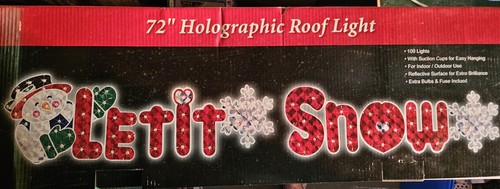 6' Holographic Let It Snow Sign Banner Pre-Lit 100 Lights Door Window Display - Picture 8 of 8