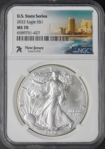 2022 American Silver Eagle - NGC MS70 - 7K New Jersey - ✪COINGIANTS✪