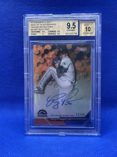 2016 Bowman's Best of Orange Refractor /50 Riley Pint #B16-RP Auto BGS 9.5