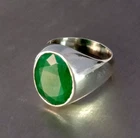 Natural Emerald Ring For Boys 925 Sterling Silver Handmade Signet Men's Rings
