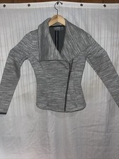 Athleta Size M Moto Grey Jacket Knit Fleece Inside Zip Pockets Xxs 15x23