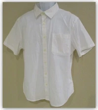 SHORT SLEEVE White Dress Shirt SLIM FIT Button Front Collar Pocket Goodfellow 