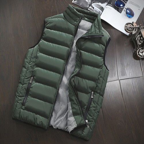 Winter Waistcoat Men's Autumn Thermal Vest Thick Waistcoat Sleeveless Tank Tops - Picture 4 of 25