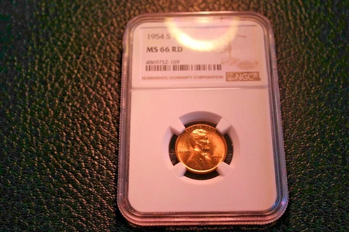 1954 S Lincoln Wheat Cent, NGC MS 66 Rd, beautiful coin, luster, 