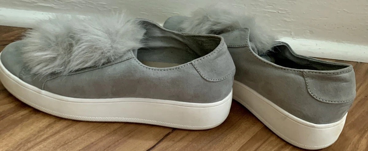 Steve Madden Platform Pom Pom Grey Sneaker Slip On Shoe Size 10B | eBay