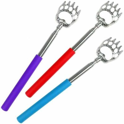 Bärenkralle Rücken ausziehbar handlich tragbar Rückenkratzer Tasche Metall und Gummi