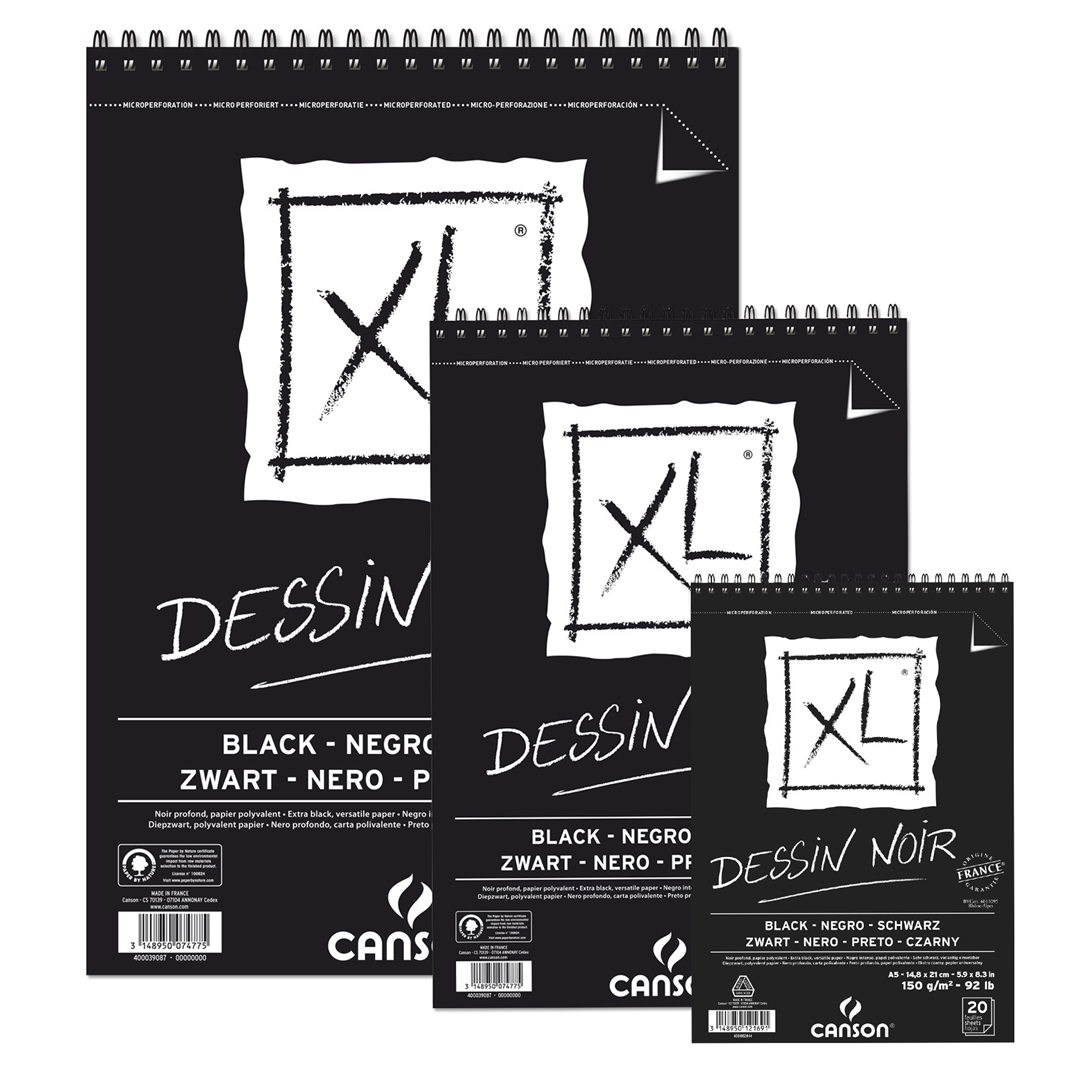 Blocco A3 Xl Dessin Noir 40 Fogli 150 G/mq Spirale Su Lato Corto, Fogli Microper