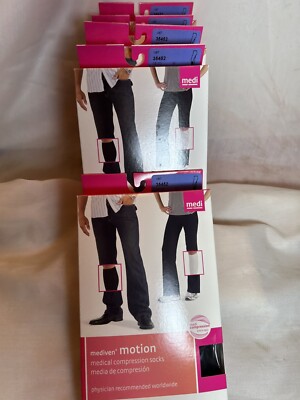 Mediven lot of 6 Motion Compression Socks Black Size Medium 16-20 Calf Free Ship