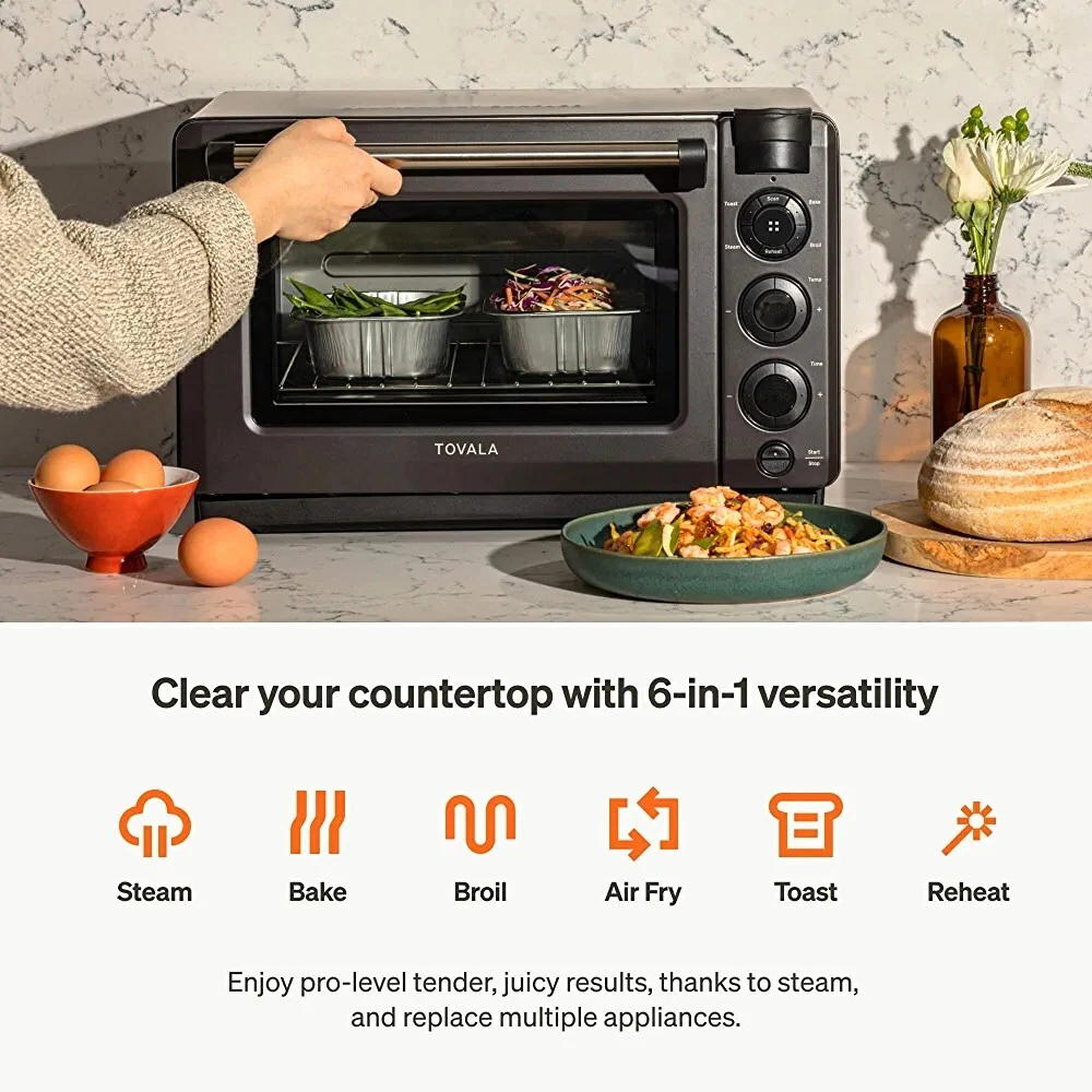 Tovala Smart Oven Pro, 6-in-1 WiFi Countertop Convection Air Fryer Steam  Oven