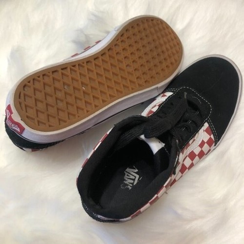Vans high top black suede / red checkers sneakers - sz youth 6 - Picture 5 of 5