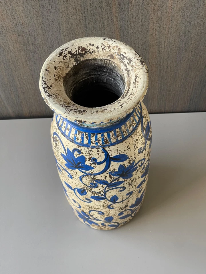 Vintage Looking Wooden Multicolor Flower Design  Flower Vase , Pot, Planter 158 - Image 2 of 4