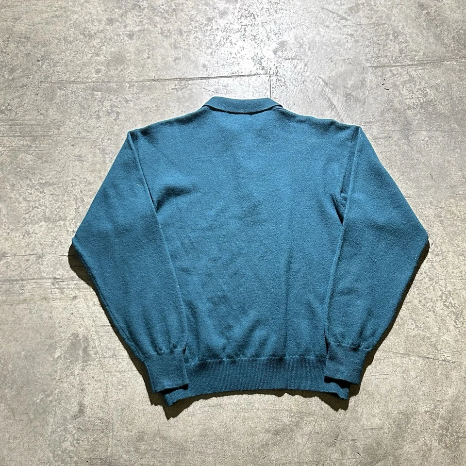 Vintage 90s Trader Bay 100% merino Wool Collared Sweater Men’s Size L Green - Image 3 of 4