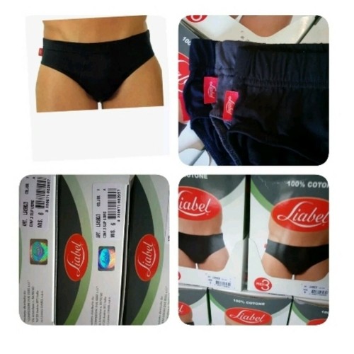 SET 6 SLIP UOMO COTONE 100% LIABEL BIANCO NERO ASSORTITO mutande mutanda boxer - Foto 5 di 7
