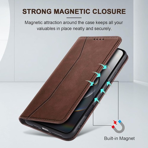 Funda protectora de pantalla con soporte de cuero para iPhone 16 Pro Max/Plus/16e - Imagen 37 de 42