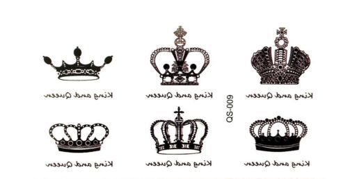 MINI KING & QUEEN CROWN TEMPORARY TATTOO, ROYAL, KING CHARLES III  CORONATION