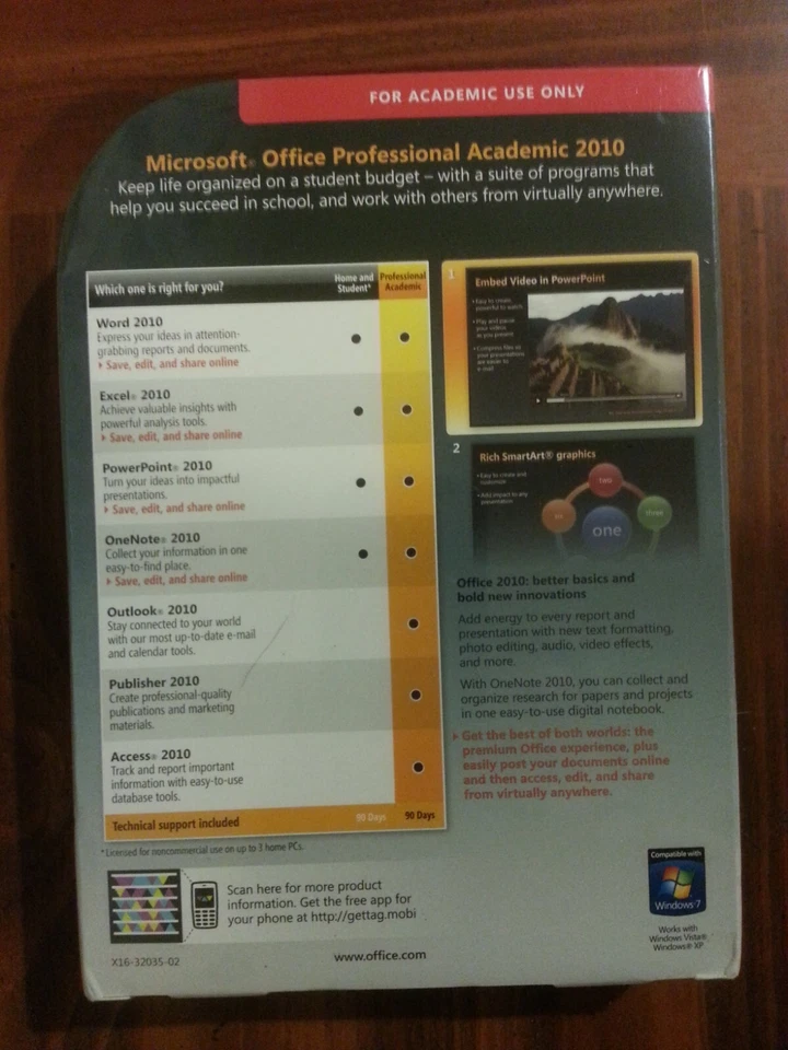 NEW SEALED Microsoft Office 2010 Professional ACADEMIC for 2 PCs Retail - Image 3 of 3
