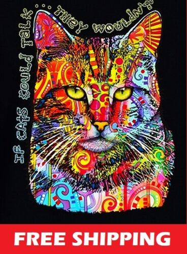 T-SHIRT-CAT-IF CATS COULD TALK...THEY WOULDN'T - Afbeelding 1 van 1