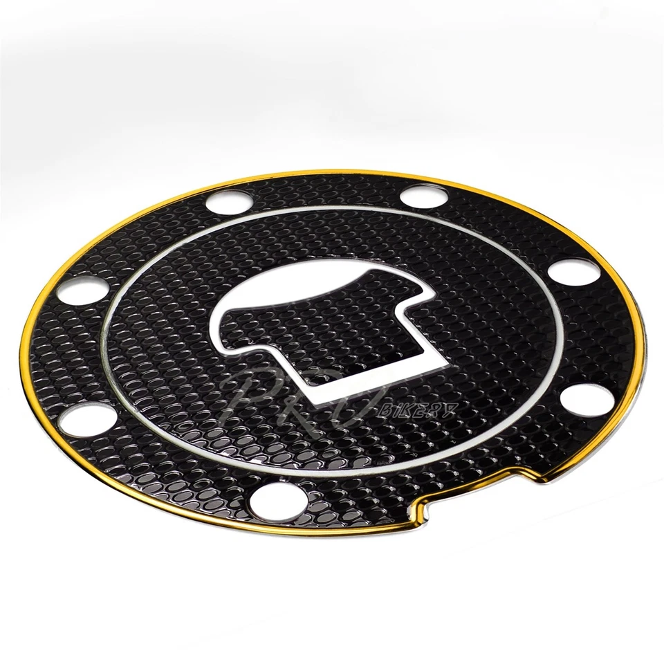 Almohadilla protectora de tapa de combustible para tanque de gasolina para 03+CB/CBR1000RR/CBR600RR cromo dorado+negro Foto 3 de 4