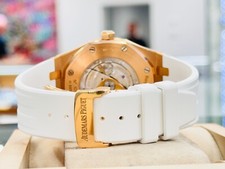 Audemars Piguet Royal Oak 15400OR 41mm Rose Gold WHITE Dial Rubber B Strap Watch 9