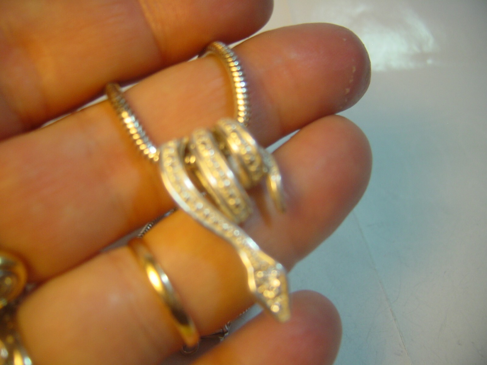 Solid Silver 16" Chunky Snake Chain &Superb Cubic… - image 9