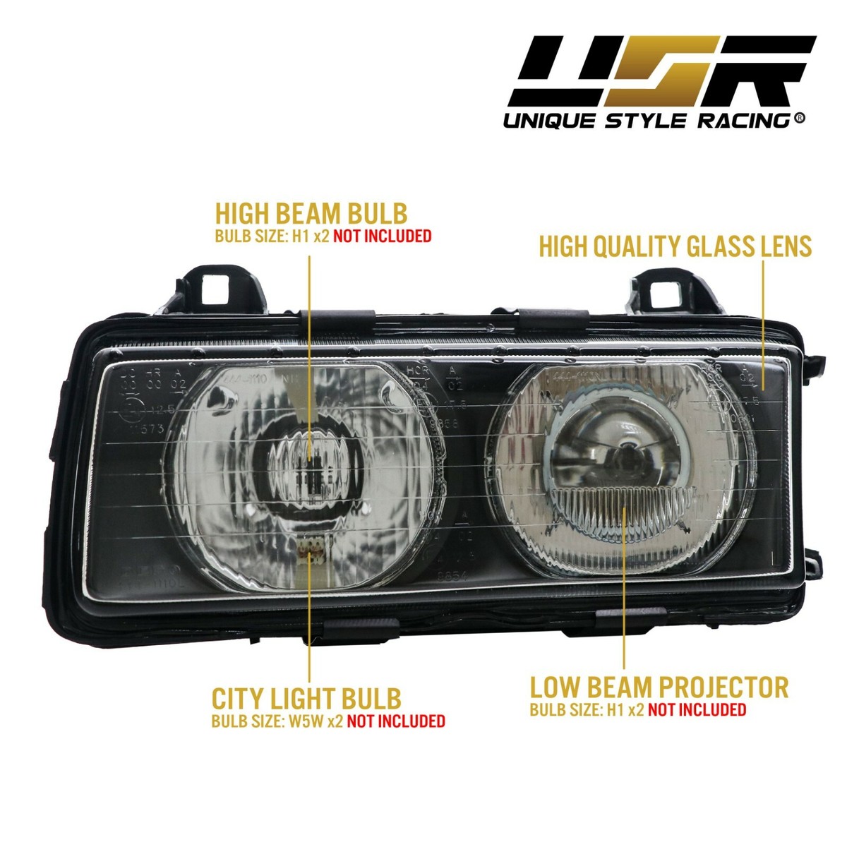 DEPO Euro Glass Ellipsoid Projector HELLA Style Headlamp for