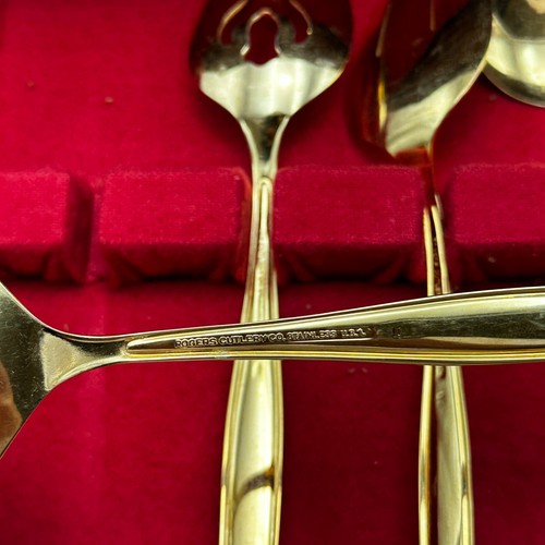Vintage Gold Plated Flatware Stainless Steel Cutlery Rogers & Maribo 71 Pcs TTL - Picture 12 of 24