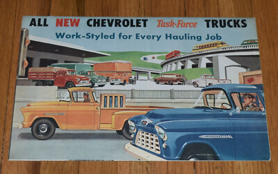 Vintage 1955 Chevrolet Chevy Task Force Truck Fold Out Sales Brochure Pamphlet