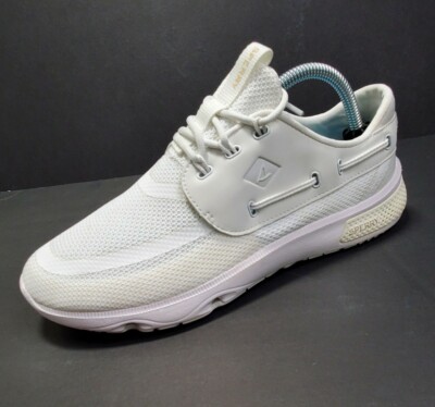 Sperry Woman Size 10 M Triple White Seas 3-Eye Mesh Boat Shoes