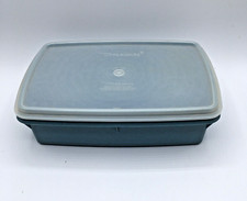 Tupperware Stow-N-Go Blue Divided Organizer Craft Storage Snack Lidded Box 767-2
