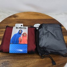 Totes Adult Hooded Poncho Bundle Of 2 Red Gray Unisex One Size