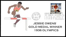 1998 FDC Jesse Owens Gold Medal Winner 1936 Olympics S&D Cachet